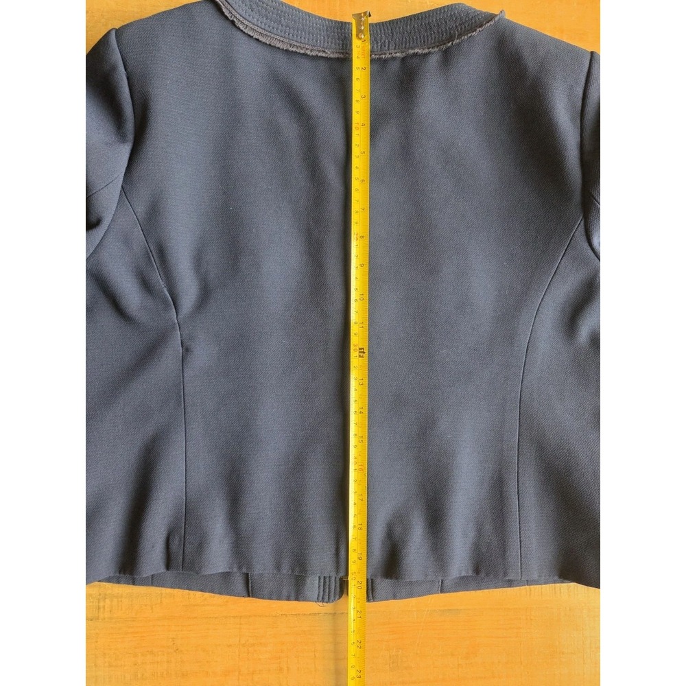 J Crew Womens 14‎ Navy Suiting Blazer Lined Round Neck Pockets Zipper Front - Picture 5 of 5